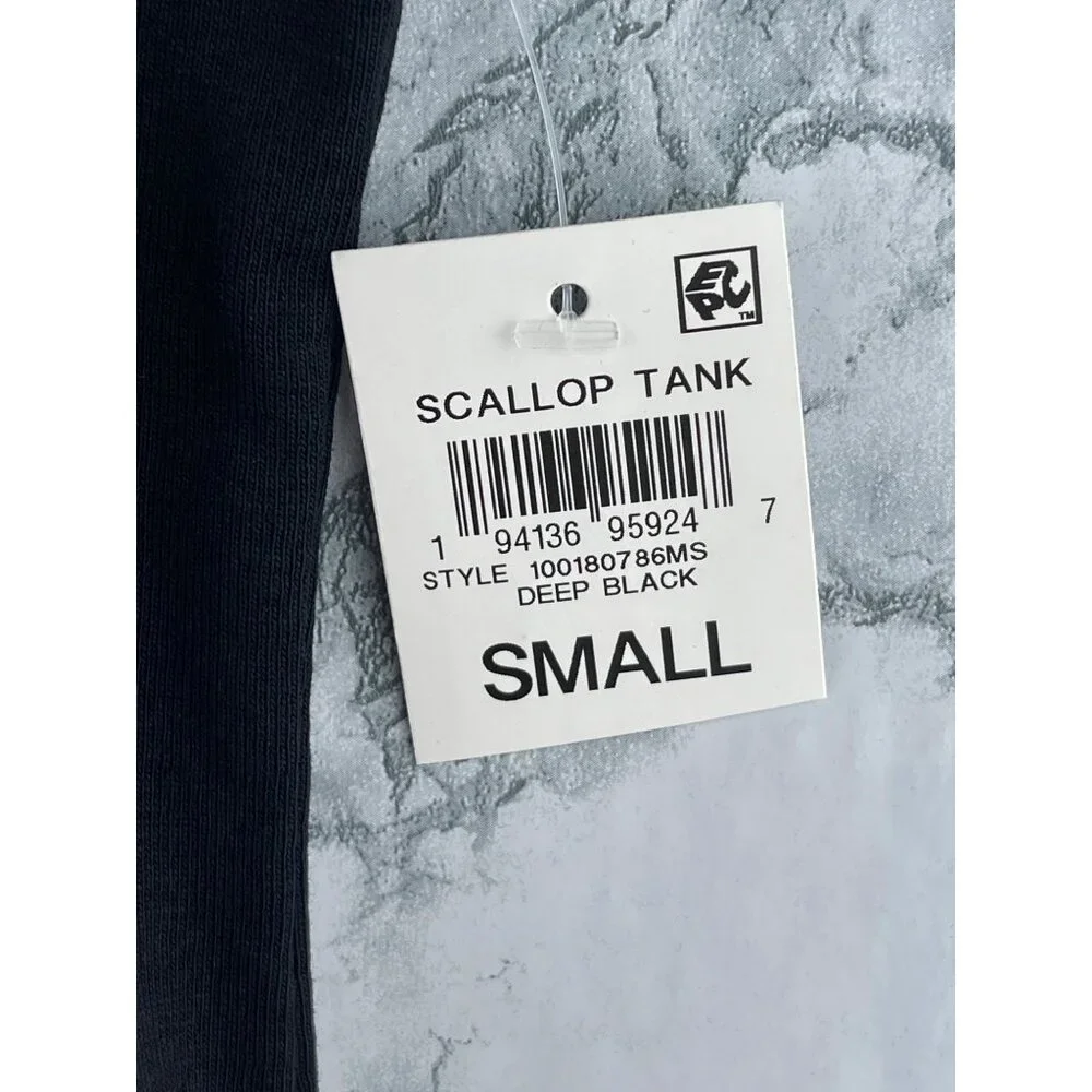 Style & Co. Womens Small Scallop Lace Trim Tank Top Deep Black - Picture 8 of 9